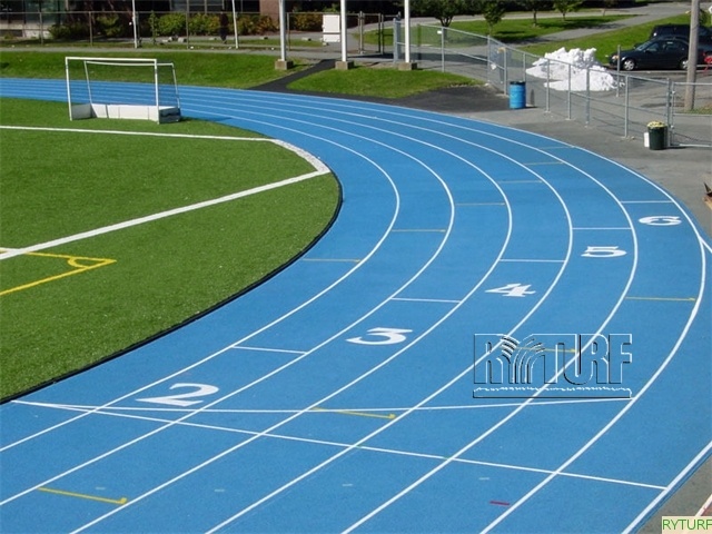 Artificial turf running tracks (blue color)