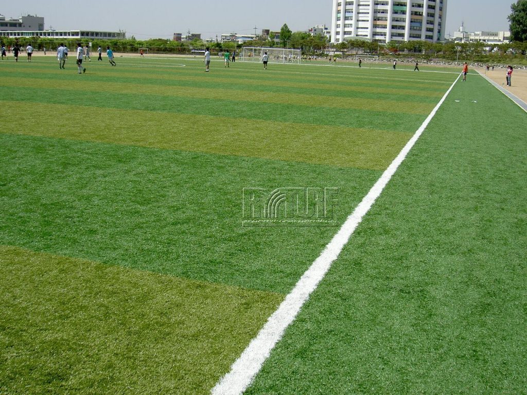 Artificial grass soccer field