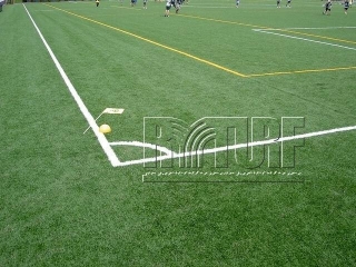 Artificial grass soccer field
